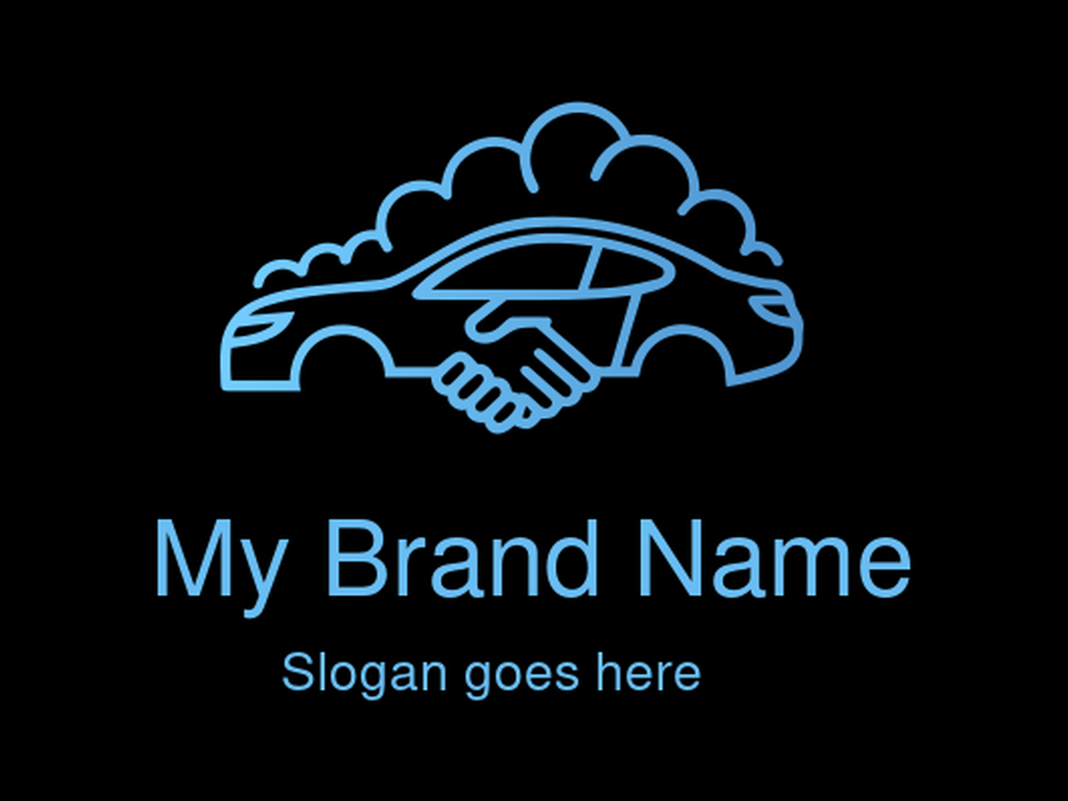 Blue Car Handshake Logo Design for Automotive Sales and Services